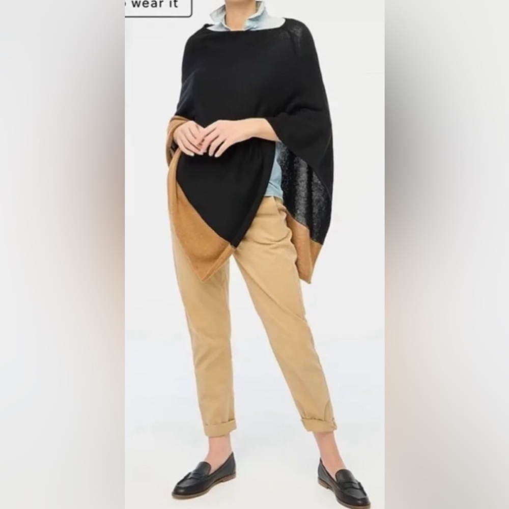 NWT J Crew Wool/Cashmere Colorblock Poncho